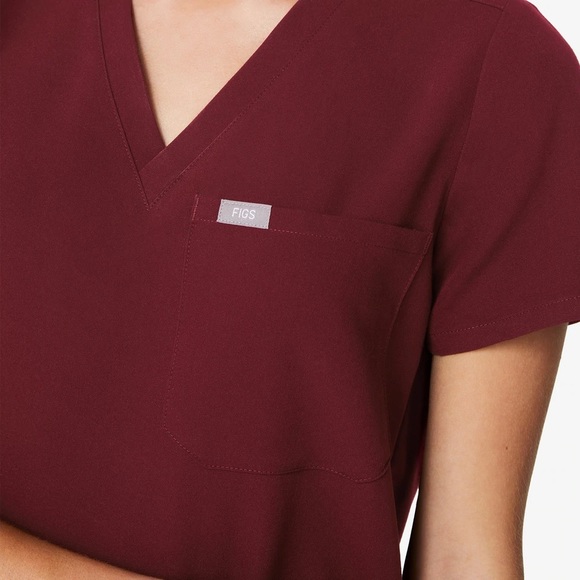 Figs Burgundy Catarina One-Pocket Scrub Top Nursing Scrubs - Picture 7 of 7